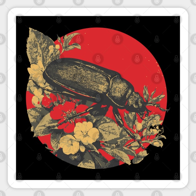 Gothic Kabutomushi Japanese Insect Art Samurai Beetle Design Sticker by TuncGK